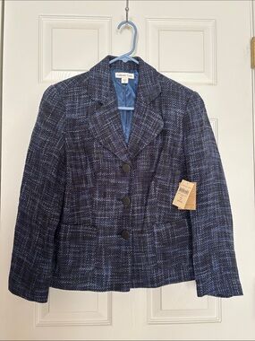 Coldwater Creek Blue Plaid Tweed Blazer
